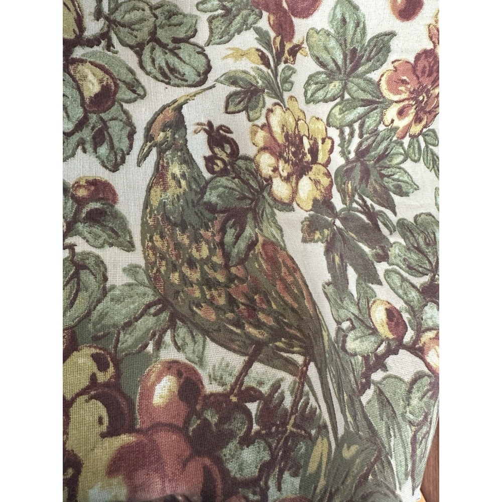 Pottery Barn Farmhouse Table Runner Linen Cotton Rustic Florals Birds  88" X 18"